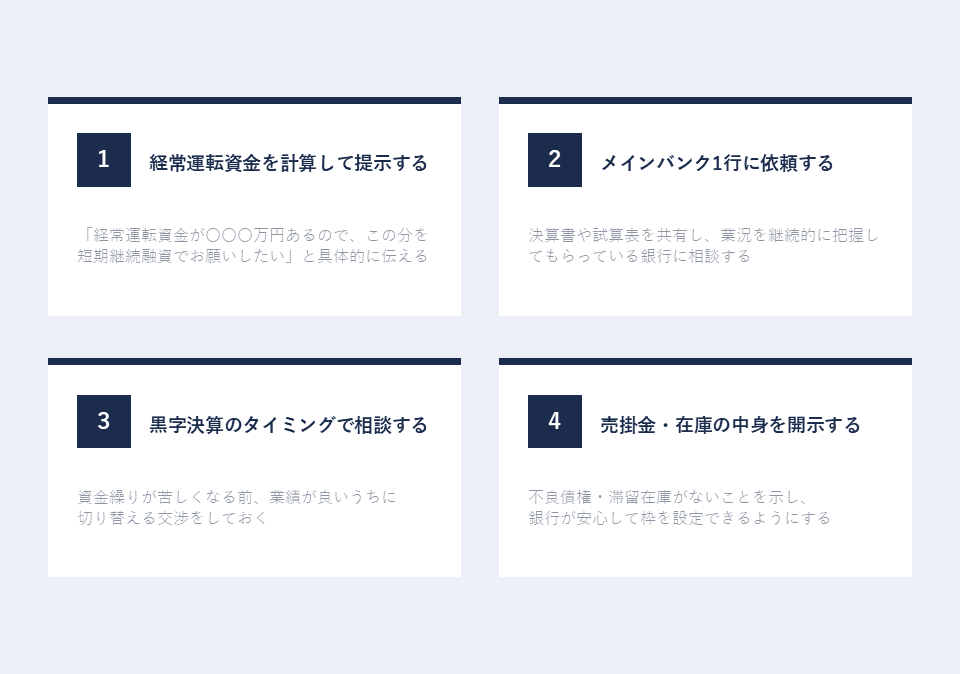短期継続融資を受けるためのポイント